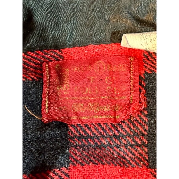 Vtg Sears Kings Road Shop Shirt Mens Medium Buffalo Plaid Wool Linen Blend Shirt - Picture 3 of 7